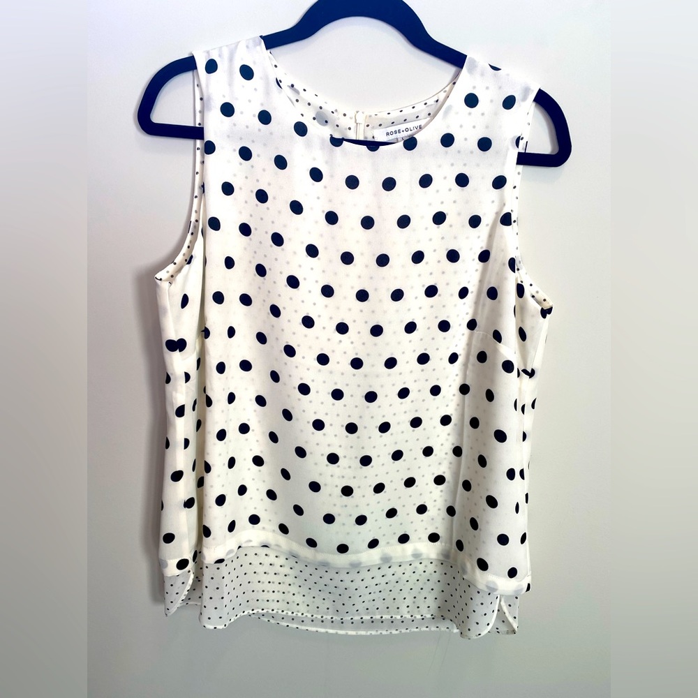 Rose and olive polka dot blouse
